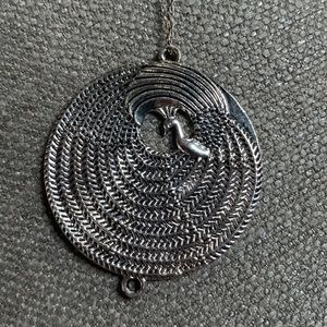 Peacock Pendant on Silver Chain